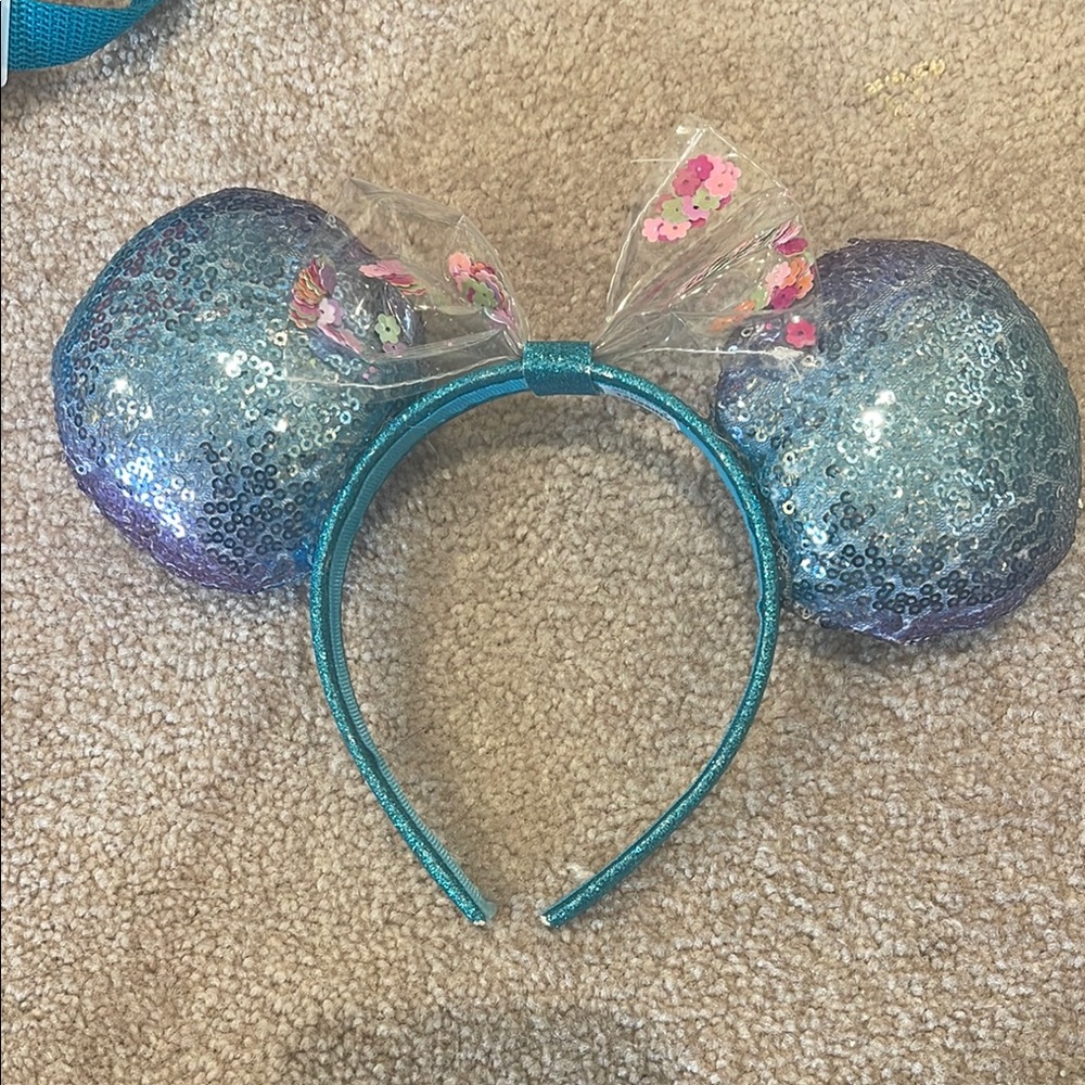 Disney Ariel Sequin Backpack with Headband - Teal and Red - Picture 2 of 4